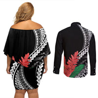 AAPI Heritage Month Couples Matching Off Shoulder Short Dress and Long Sleeve Button Shirt Samoa Teuila LT7 - Polynesian Pride