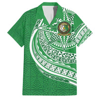 Tonga Liahona High School Personalized Family Matching Tank Maxi Dress and Hawaiian Shirt Ngatu Tokelaufeletoa Motifs LT7 Dad's Shirt - Short Sleeve Green - Polynesian Pride