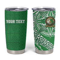 Tonga Liahona High School Personalized Tumbler Cup Ngatu Tokelaufeletoa Motifs LT7 Green - Polynesian Pride