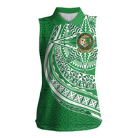 Tonga Liahona High School Personalized Women Sleeveless Polo Shirt Ngatu Tokelaufeletoa Motifs