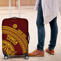 Tonga High School Luggage Cover THS Anniversary Ngatu Motif LT7 Maroon - Polynesian Pride