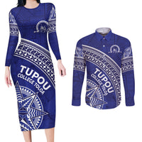 Tupou College Toloa Couples Matching Long Sleeve Bodycon Dress and Long Sleeve Button Shirt Ngatu Tapa Mix Style