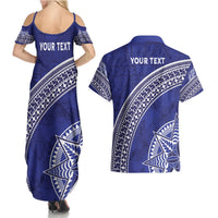 Tupou College Toloa Couples Matching Summer Maxi Dress and Hawaiian Shirt Ngatu Tapa Mix Style