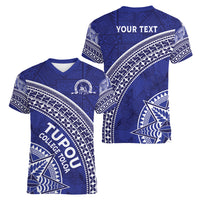 Tupou College Toloa Women V-Neck T-Shirt Ngatu Tapa Mix Style