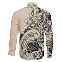 Aloha Hawaii Tapa Family Matching Off The Shoulder Long Sleeve Dress and Hawaiian Shirt Summer Green Hawaiian Ipu - Polynesian Pride