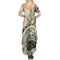 Aloha Hawaii Tapa Family Matching Summer Maxi Dress and Hawaiian Shirt Summer Green Hawaiian Ipu - Polynesian Pride