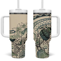 Aloha Hawaii Tapa Tumbler With Handle Summer Green Hawaiian Ipu - Polynesian Pride