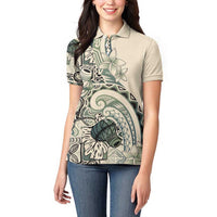 Aloha Hawaii Tapa Women Polo Shirt Summer Green Hawaiian Ipu - Polynesian Pride