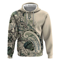 Aloha Hawaii Tapa Zip Hoodie Summer Green Hawaiian Ipu - Polynesian Pride