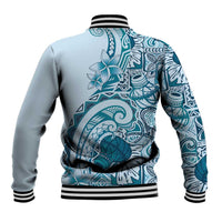 Aloha Hawaii Tapa Baseball Jacket Cool Turquoise Hawaiian Ipu - Polynesian Pride