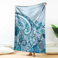 Aloha Hawaii Tapa Blanket Cool Turquoise Hawaiian Ipu - Polynesian Pride