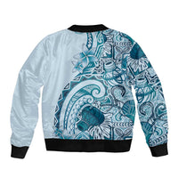 Aloha Hawaii Tapa Bomber Jacket Cool Turquoise Hawaiian Ipu - Polynesian Pride