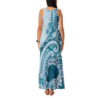 Aloha Hawaii Tapa Family Matching Tank Maxi Dress and Hawaiian Shirt Cool Turquoise Hawaiian Ipu - Polynesian Pride