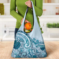 Aloha Hawaii Tapa Grocery Bag Cool Turquoise Hawaiian Ipu - Polynesian Pride