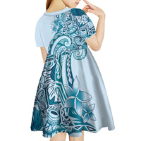Aloha Hawaii Tapa Kid Short Sleeve Dress Cool Turquoise Hawaiian Ipu - Polynesian Pride