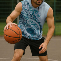 Aloha Hawaii Tapa Sleeveless Hoodie Cool Turquoise Hawaiian Ipu - Polynesian Pride