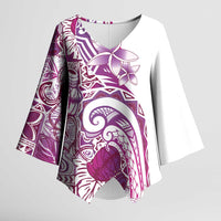 Aloha Hawaii Tapa Kimono Sleeve Blouse Vibrant Fuchsia Hawaiian Ipu - Polynesian Pride