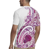 Aloha Hawaii Tapa Rugby Jersey Vibrant Fuchsia Hawaiian Ipu - Polynesian Pride
