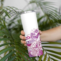 Aloha Hawaii Tapa Skinny Tumbler Vibrant Fuchsia Hawaiian Ipu - Polynesian Pride