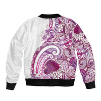 Aloha Hawaii Tapa Sleeve Zip Bomber Jacket Vibrant Fuchsia Hawaiian Ipu - Polynesian Pride
