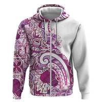 Aloha Hawaii Tapa Zip Hoodie Vibrant Fuchsia Hawaiian Ipu - Polynesian Pride