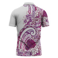 Aloha Hawaii Tapa Zipper Polo Shirt Vibrant Fuchsia Hawaiian Ipu - Polynesian Pride