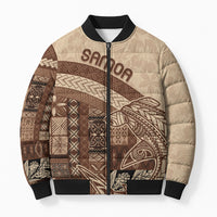 Samoa Mamanu Siapo Mocha Bomber Puffer Jacket Tatau Malie