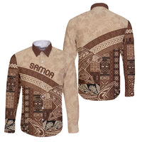 Samoa Mamanu Siapo Mocha Family Matching Off The Shoulder Long Sleeve Dress and Hawaiian Shirt Tatau Malie