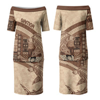Samoa Mamanu Siapo Mocha Family Matching Puletasi and Hawaiian Shirt Tatau Malie