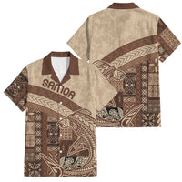 Samoa Mamanu Siapo Mocha Family Matching Short Sleeve Bodycon Dress and Hawaiian Shirt Tatau Malie