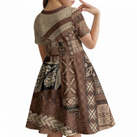 Samoa Mamanu Siapo Mocha Kid Short Sleeve Dress Tatau Malie