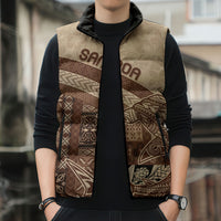Samoa Mamanu Siapo Mocha Sleeveless Puffer Jacket Tatau Malie