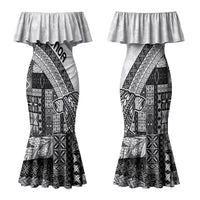 Samoa Mamanu Siapo Classic Black Family Matching Mermaid Dress and Hawaiian Shirt Tatau Malie