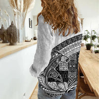 Samoa Mamanu Siapo Classic Black Women Casual Shirt Tatau Malie