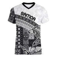 Samoa Mamanu Siapo Classic Black Women V-Neck T-Shirt Tatau Malie