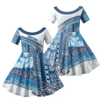 Samoa Mamanu Siapo Royal Blue Family Matching Puletasi and Hawaiian Shirt Tatau Malie
