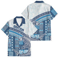 Samoa Mamanu Siapo Royal Blue Family Matching Tank Maxi Dress and Hawaiian Shirt Tatau Malie
