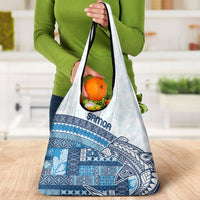 Samoa Mamanu Siapo Royal Blue Grocery Bag Tatau Malie