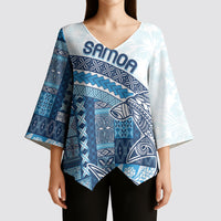 Samoa Mamanu Siapo Royal Blue Kimono Sleeve Blouse Tatau Malie