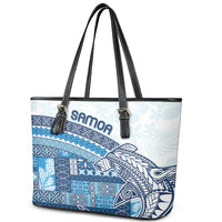 Samoa Mamanu Siapo Royal Blue Leather Tote Bag Tatau Malie