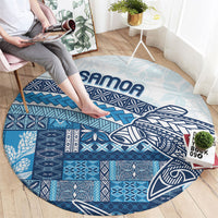 Samoa Mamanu Siapo Royal Blue Round Carpet Tatau Malie