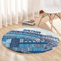 Samoa Mamanu Siapo Royal Blue Round Carpet Tatau Malie