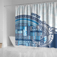 Samoa Mamanu Siapo Royal Blue Shower Curtain Tatau Malie