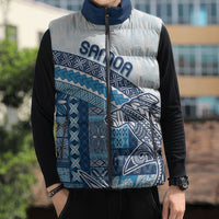 Samoa Mamanu Siapo Royal Blue Sleeveless Puffer Jacket Tatau Malie
