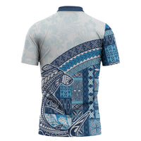 Samoa Mamanu Siapo Royal Blue Zipper Polo Shirt Tatau Malie
