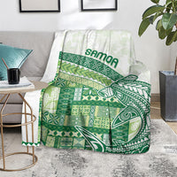 Samoa Mamanu Siapo Forest Green Blanket Tatau Malie