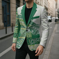 Samoa Mamanu Siapo Forest Green Blazer Tatau Malie