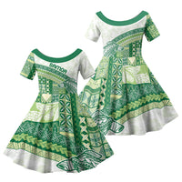 Samoa Mamanu Siapo Forest Green Family Matching Mermaid Dress and Hawaiian Shirt Tatau Malie