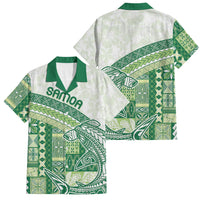 Samoa Mamanu Siapo Forest Green Family Matching Short Sleeve Bodycon Dress and Hawaiian Shirt Tatau Malie