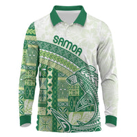 Samoa Mamanu Siapo Forest Green Long Sleeve Polo Shirt Tatau Malie